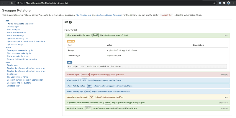 Document API using docgen